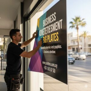 polymeric-vinyl-outdoor-window Monomeric Self-Adhesive Vinyl (SAV) Printing Cyprus